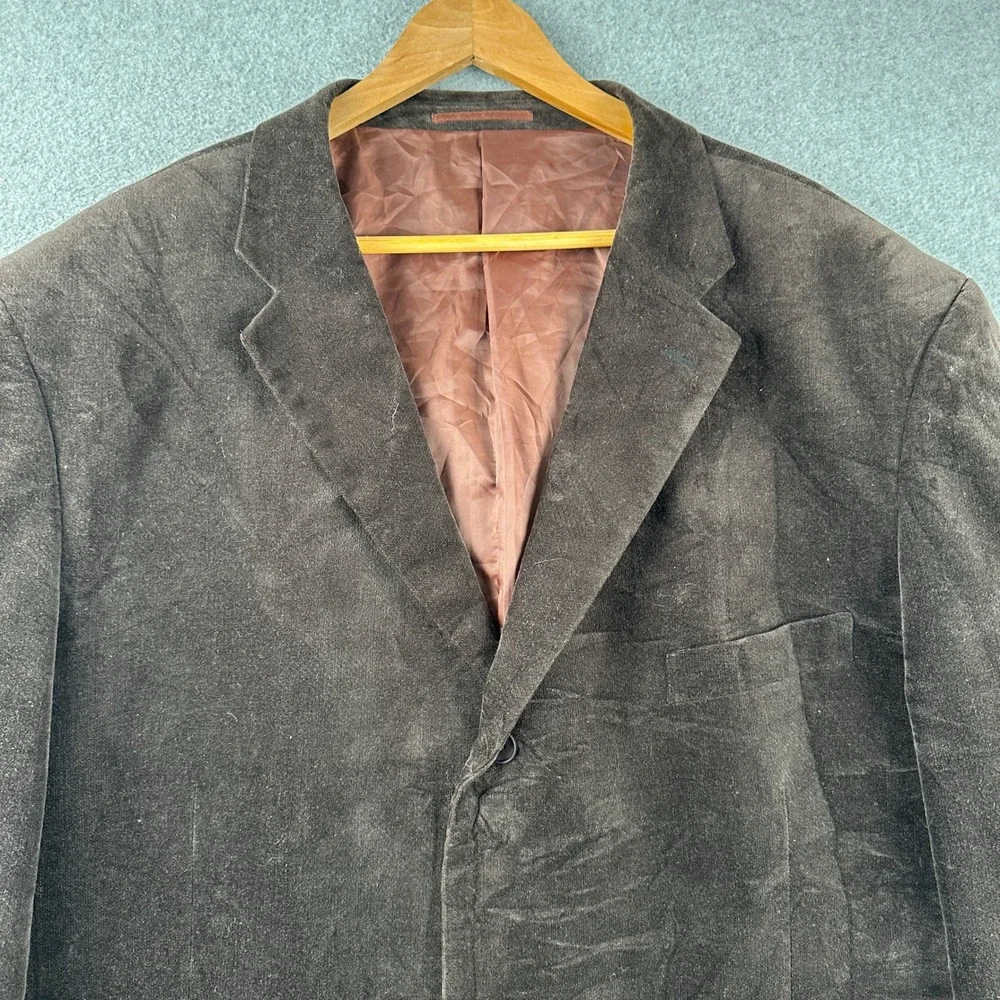 Creme De Silk Blazer Mens 3X Brown Velvet Cotton Sport Coat Two Button Formal‎